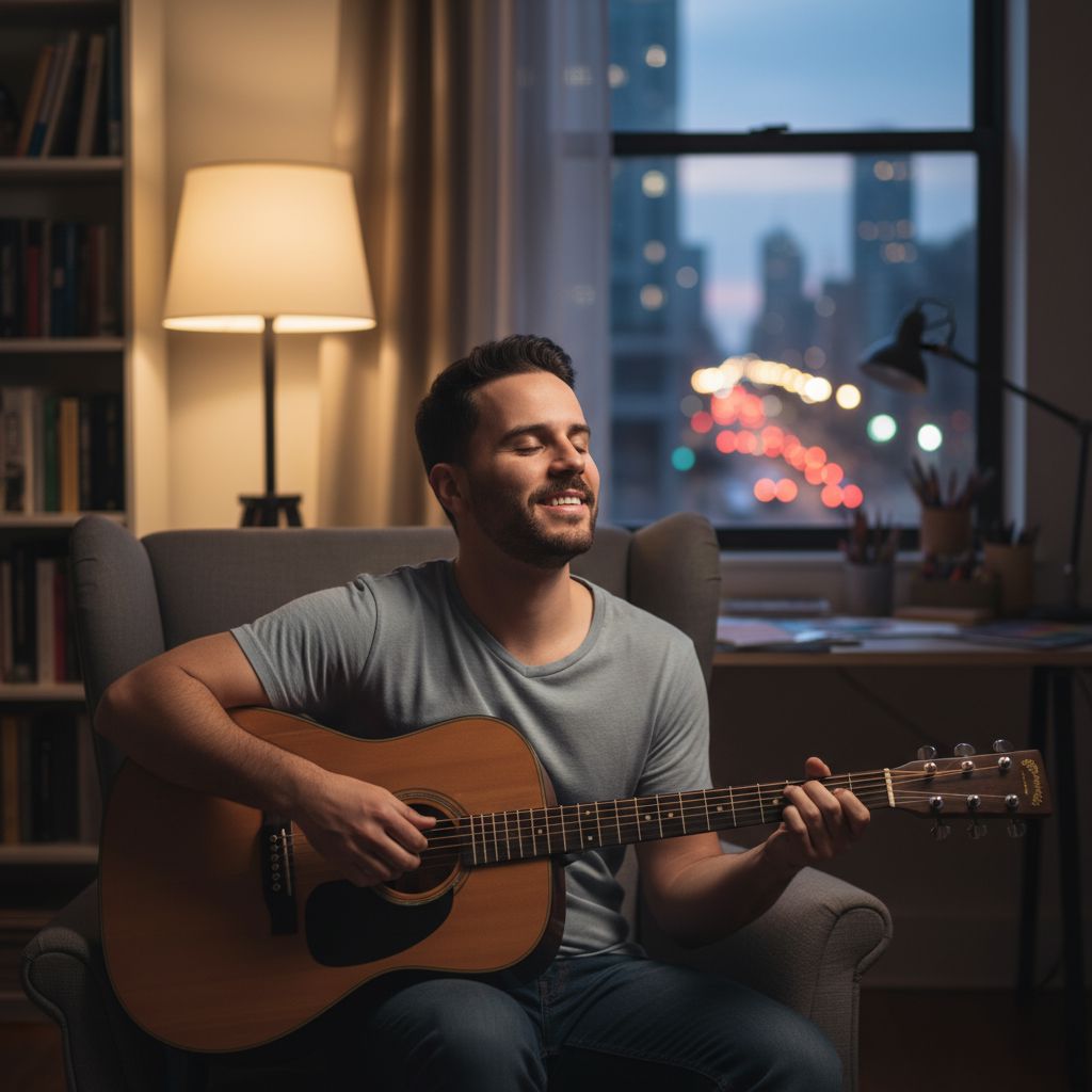 My happy place? Driving or playing guitar!