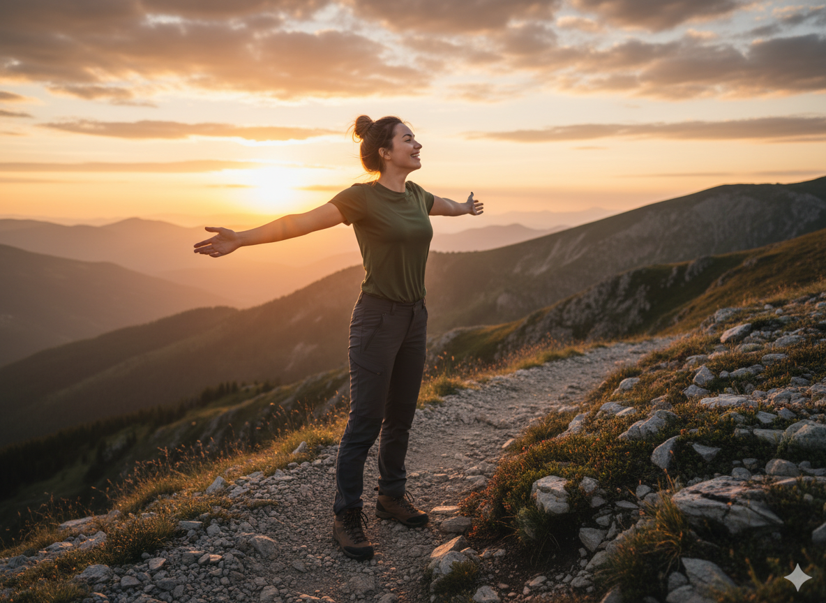 Mountain lover hiking